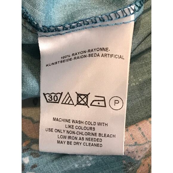 Free People Teal Floral Peplum Dolman Bell Sleeve Blouse Size XS - Picture 7 of 7